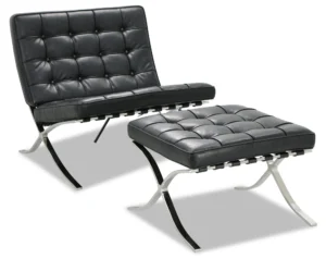 Premium Barcelona Chair and Ottoman Black – Mies Van Der Rohe Replica NH203