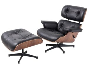 Eames Style Walnutwood Lounge Chair & Ottoman – Black