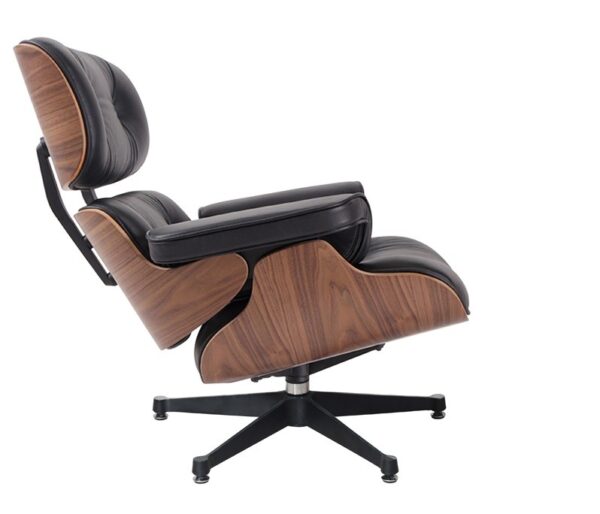 Eames Style Walnutwood Lounge Chair & Ottoman – Black - Image 8