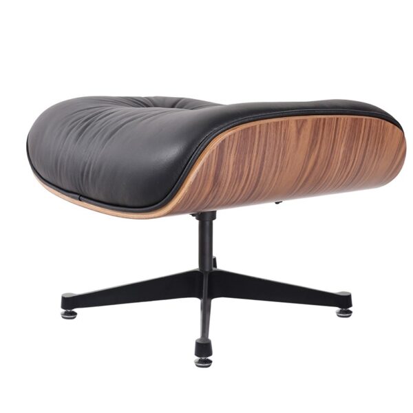 Eames Style Walnutwood Lounge Chair & Ottoman – Black - Image 3