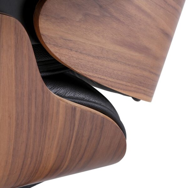 Eames Style Walnutwood Lounge Chair & Ottoman – Black - Image 6
