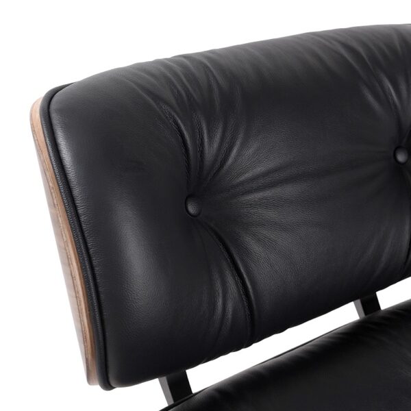 Eames Style Walnutwood Lounge Chair & Ottoman – Black - Image 5