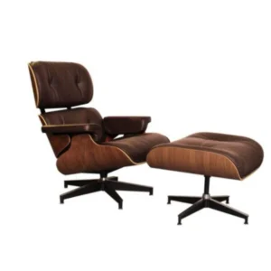 Classic Charles Eames Lounge Chair And Ottoman Replica NH304 Chocolate Leather  – Walnut
