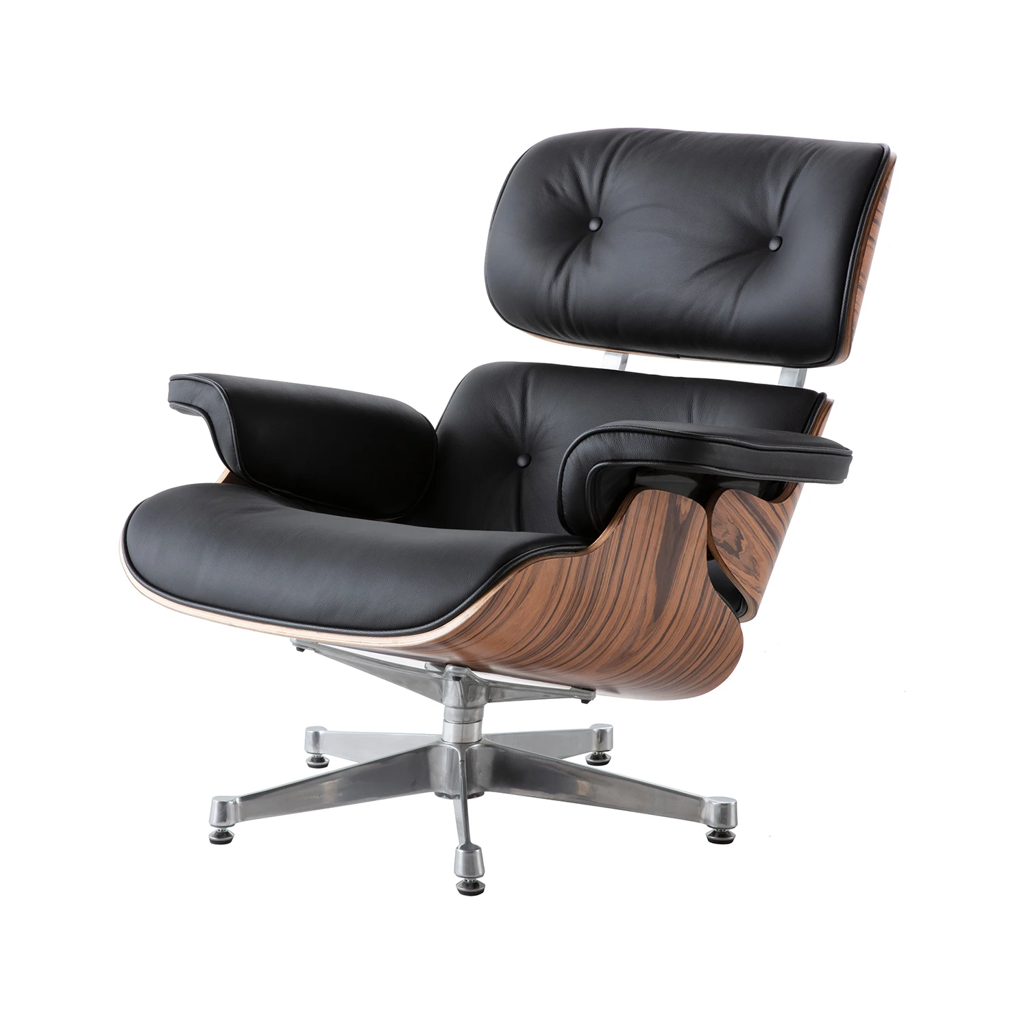 Charles Eames Lounge Chair And Ottoman Replica – Black – Rose Wood – Chrome Base NH310 - Image 4