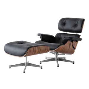 Charles Eames Lounge Chair And Ottoman Replica – Black – Rose Wood – Chrome Base NH310