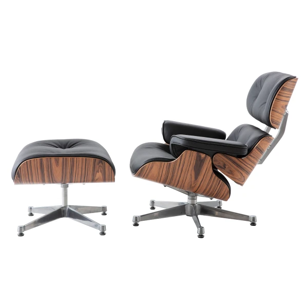 Charles Eames Lounge Chair And Ottoman Replica – Black – Rose Wood – Chrome Base NH310 - Image 3