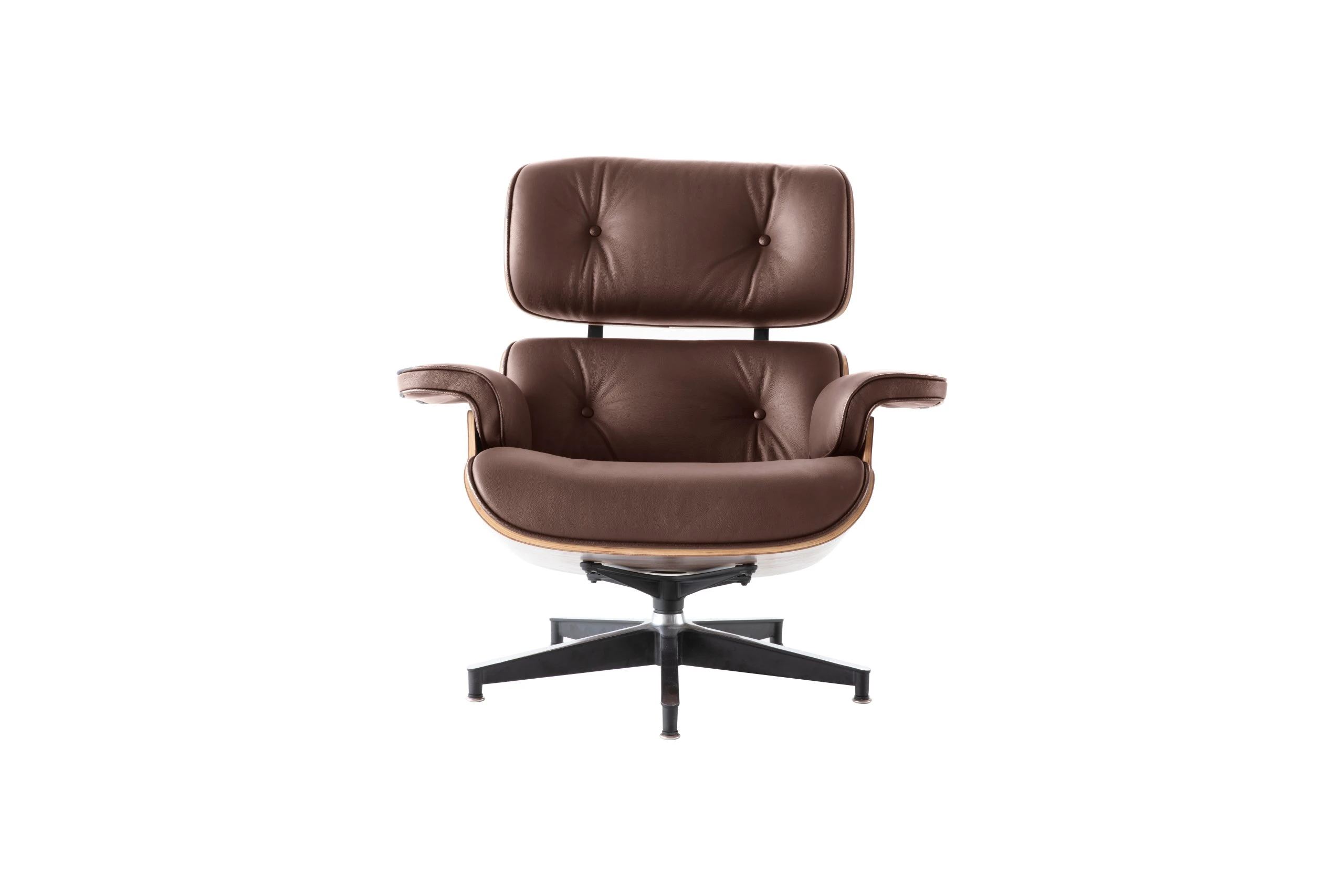 Classic Charles Eames Lounge Chair And Ottoman Replica Dark Brown Leather – Walnut Normal Base NH313 - Image 3