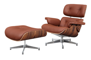 Charles Eames Lounge Chair And Ottoman Replica – Tan Brown – Rose Wood – Chrome Base NH329