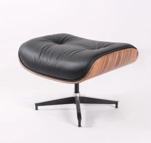 Classic Charles Eames Lounge Ottoman Replica Black Leather Rose Wood NH331
