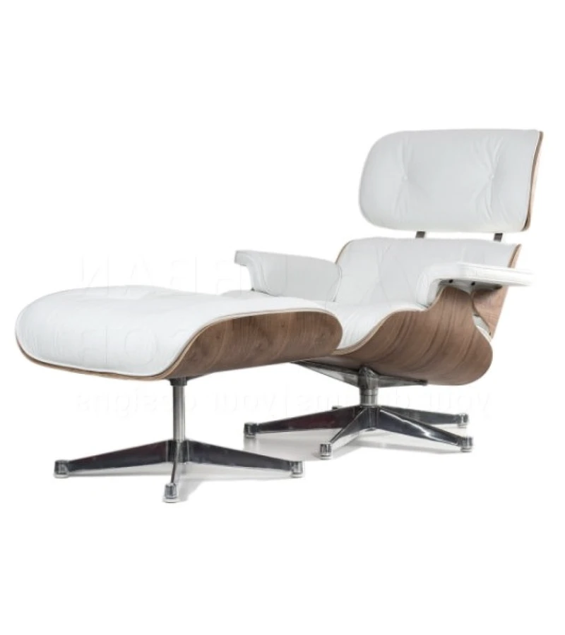 Charles Eames Lounge Chair And Ottoman Replica – White – Walnut wood – Chrome Base NH311 - Image 3