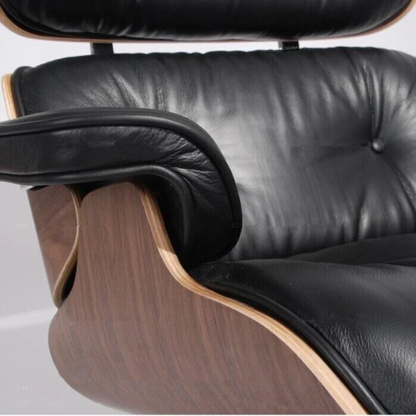 Classic Charles Eames Lounge Chair And Ottoman Replica Black Leather Walnut Wood NH308 - Image 3