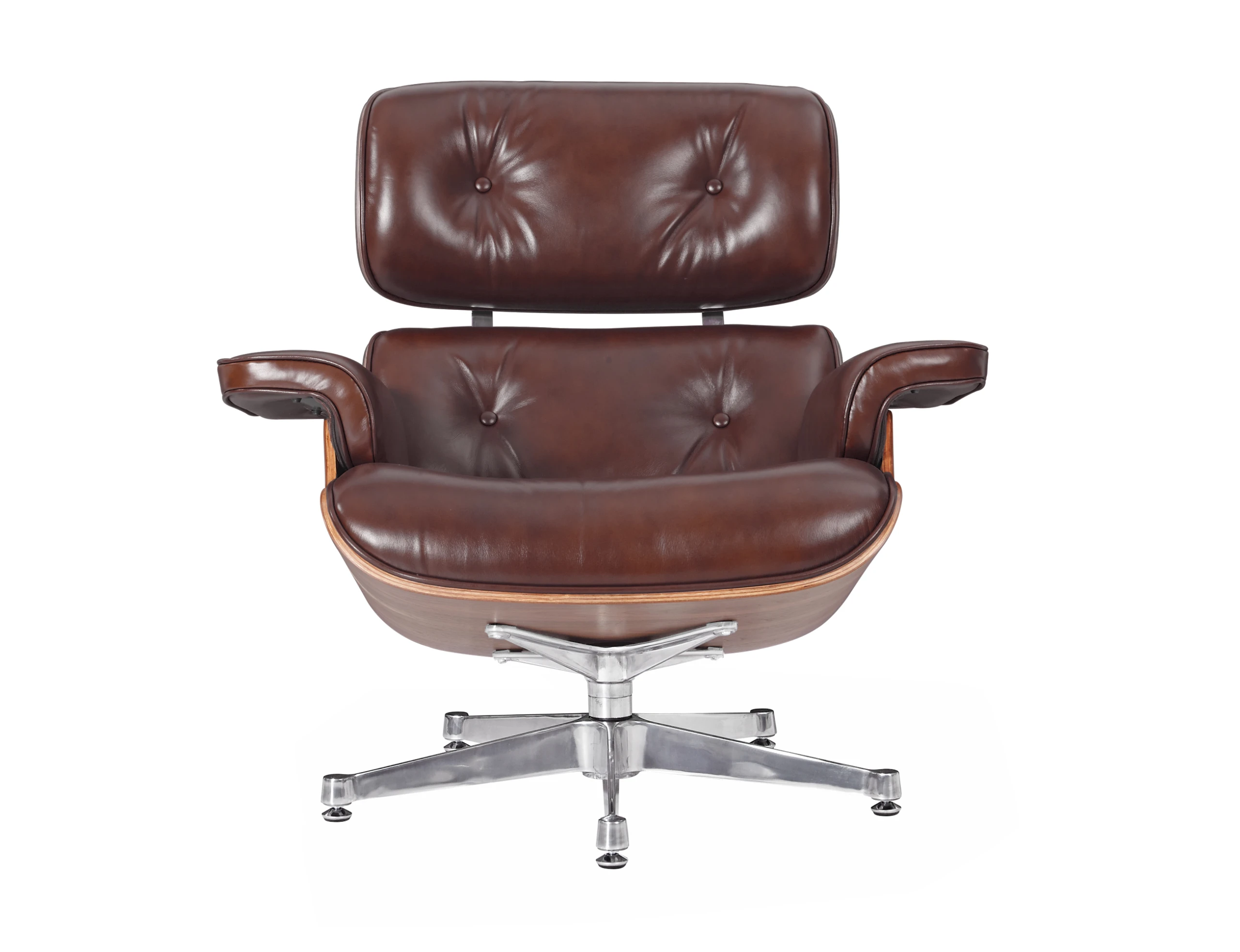 Premium Eames Lounge Chair And Ottoman Replica Waxy Chocolate Polished Leather Walnut Wood NH326 - Image 2