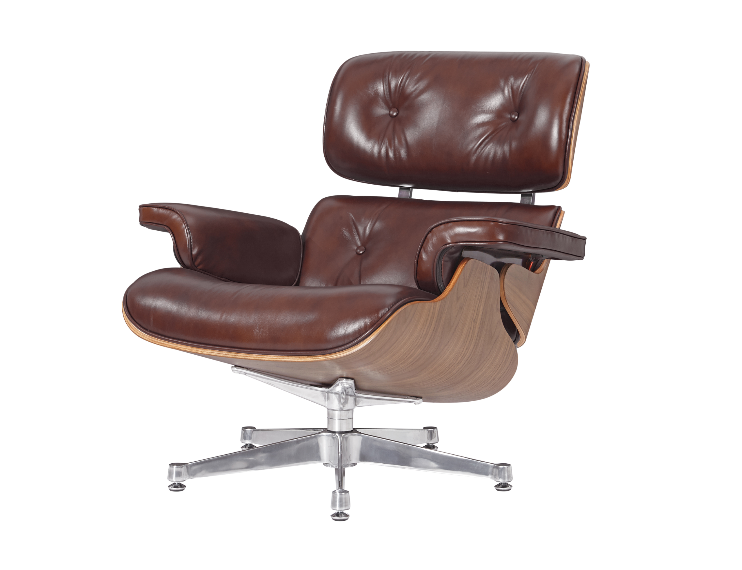 Premium Eames Lounge Chair And Ottoman Replica Waxy Chocolate Polished Leather Walnut Wood NH326 - Image 3