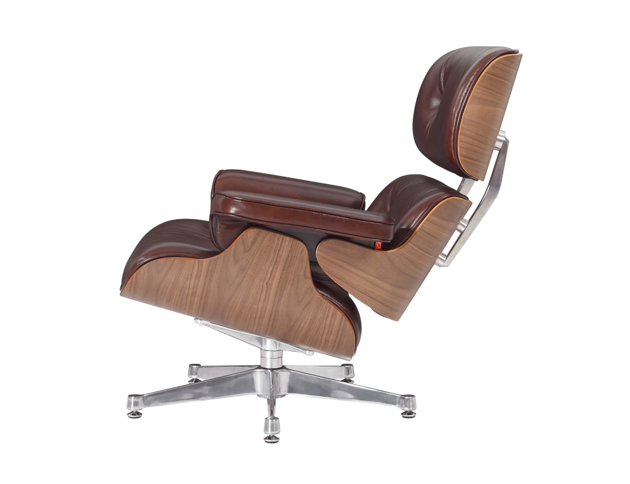 Premium Eames Lounge Chair And Ottoman Replica Waxy Chocolate Polished Leather Walnut Wood NH326 - Image 4