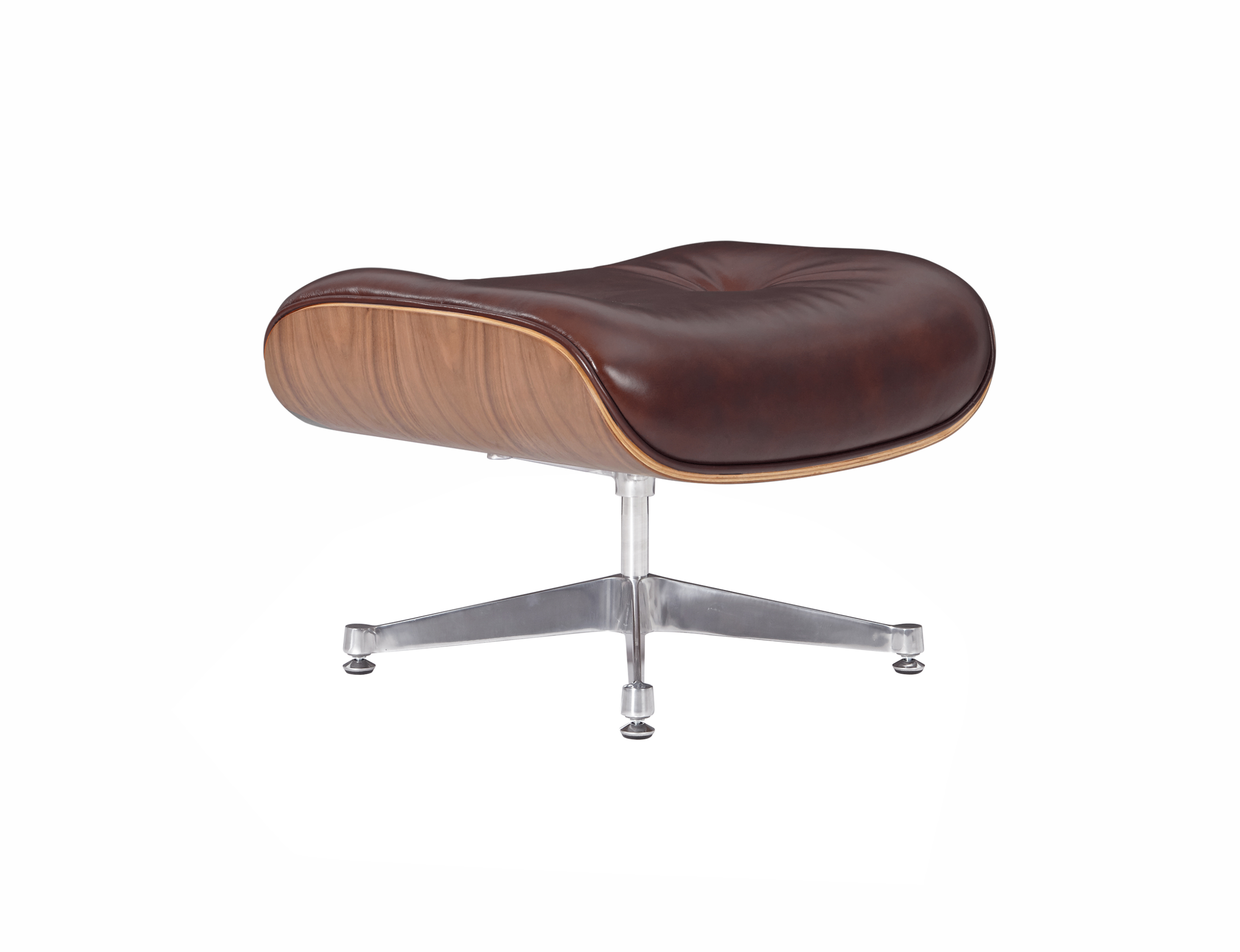 Premium Eames Lounge Chair And Ottoman Replica Waxy Chocolate Polished Leather Walnut Wood NH326 - Image 8
