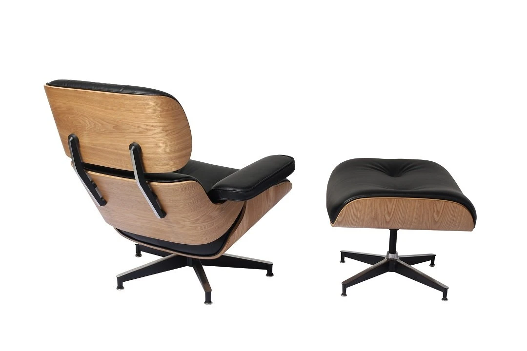 Classic Charles Eames Lounge Chair And Ottoman Replica Black Leather – Ash Wood NH309 - Image 2