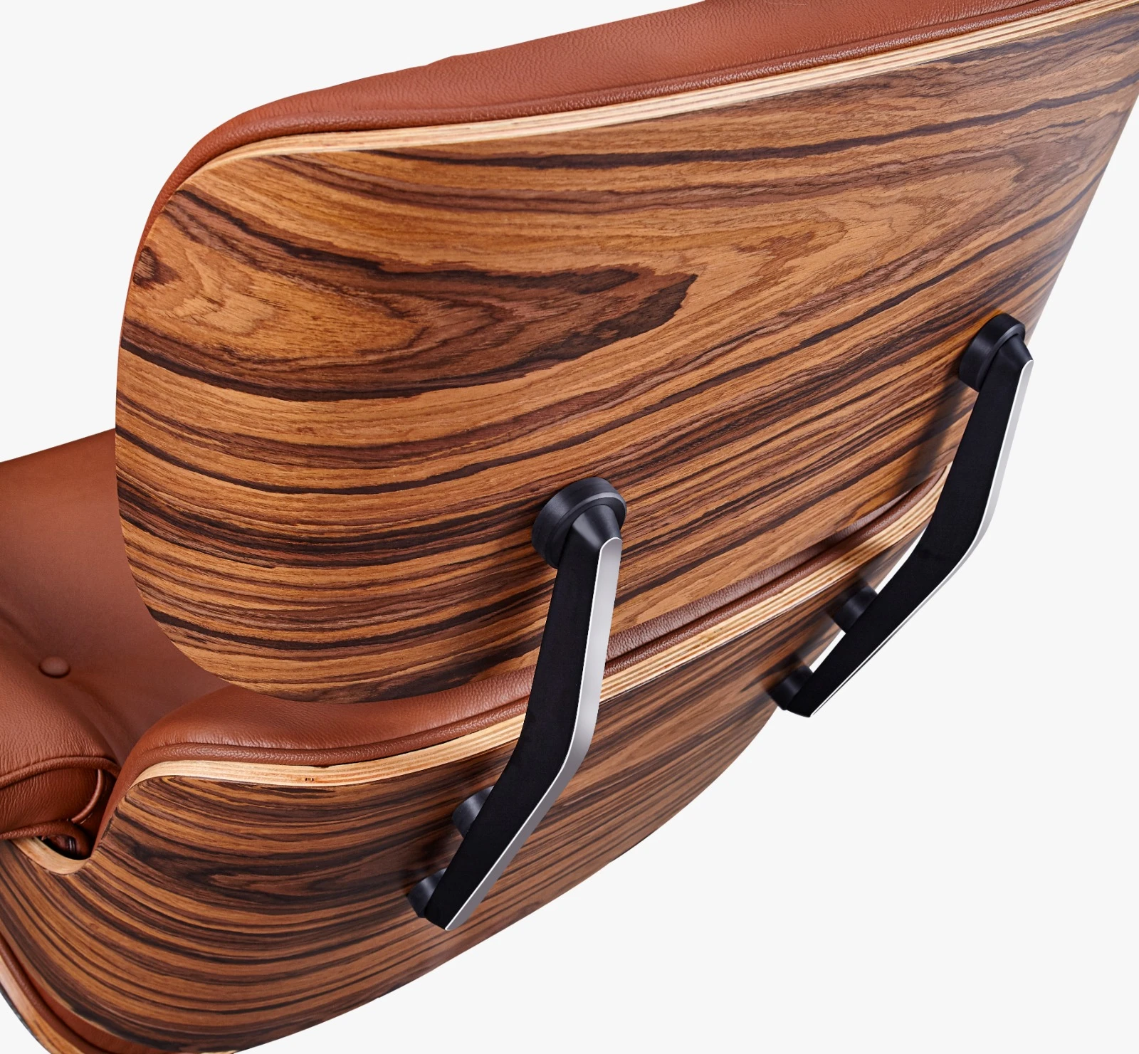 Classic Charles Eames Lounge Chair And Ottoman Replica Tan Brown Leather – Rose Wood Normal Base NH318 - Image 5