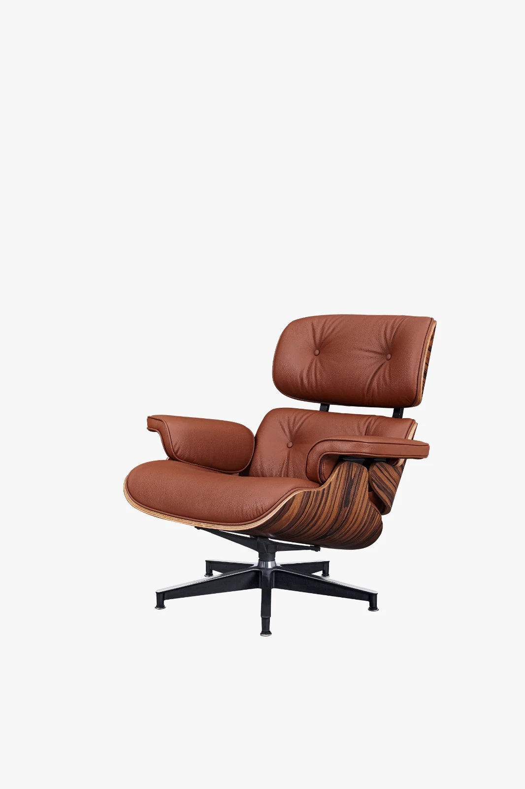 Classic Charles Eames Lounge Chair And Ottoman Replica Tan Brown Leather – Rose Wood Normal Base NH318 - Image 7