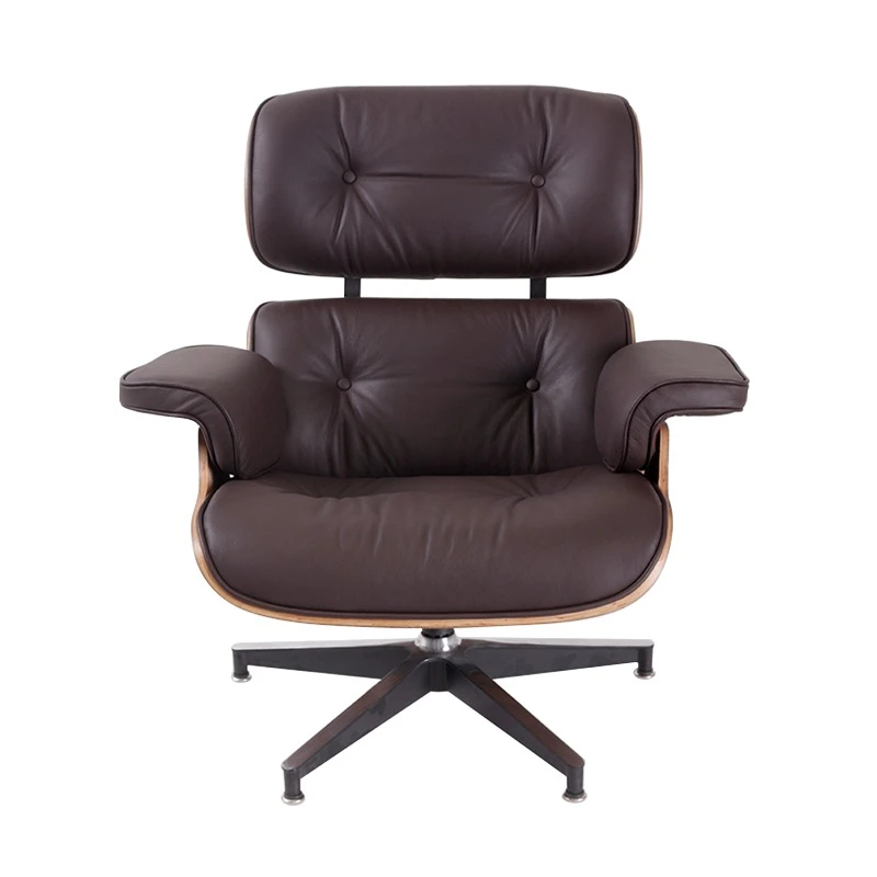 Classic Charles Eames Lounge Chair And Ottoman Replica Brown Leather Walnut Wood NH319 - Image 2
