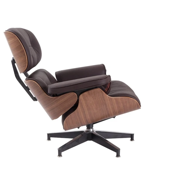 Classic Charles Eames Lounge Chair And Ottoman Replica Brown Leather Walnut Wood NH319 - Image 3