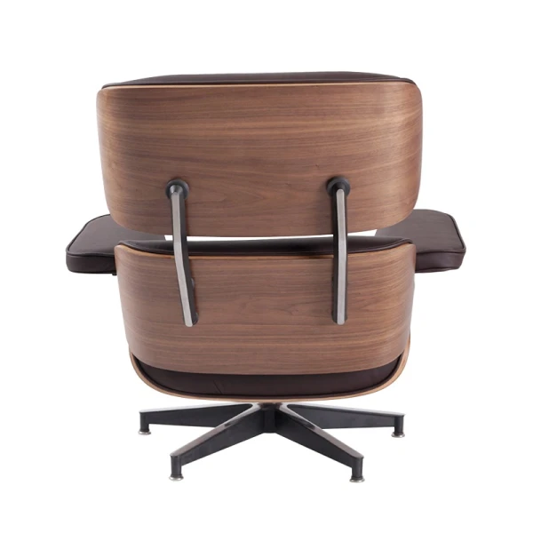Classic Charles Eames Lounge Chair And Ottoman Replica Brown Leather Walnut Wood NH319 - Image 4
