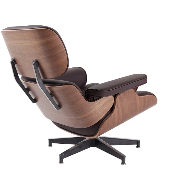 Classic Charles Eames Lounge Chair And Ottoman Replica Brown Leather Walnut Wood NH319 - Image 5
