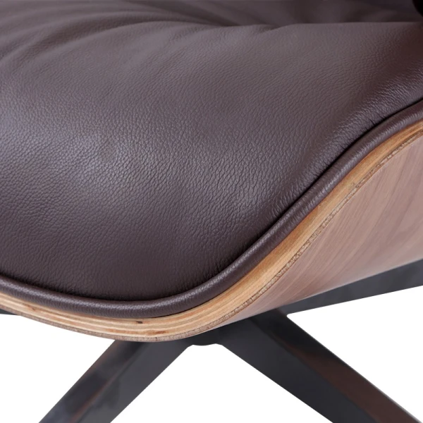 Classic Charles Eames Lounge Chair And Ottoman Replica Brown Leather Walnut Wood NH319 - Image 11
