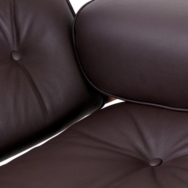 Classic Charles Eames Lounge Chair And Ottoman Replica Brown Leather Walnut Wood NH319 - Image 12