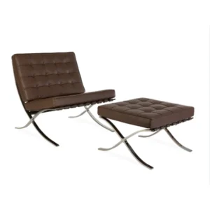 Premium Barcelona Chair and Ottoman Chocolate Brown Set – Mies Van Der Rohe Replica NH212