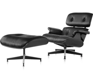 Classic Charles Eames Lounge Chair And Ottoman Replica Black Leather – Ebony Ash Wood Black NH317