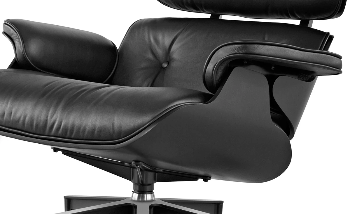 Classic Charles Eames Lounge Chair And Ottoman Replica Black Leather – Ebony Ash Wood Black NH317 - Image 3