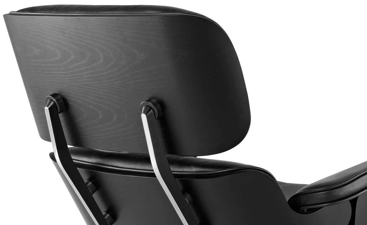 Classic Charles Eames Lounge Chair And Ottoman Replica Black Leather – Ebony Ash Wood Black NH317 - Image 4