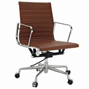 Eames ThinPad Office Chair Dark Brown Leather – Replica – Low back NHO117-10